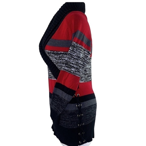 STYLE & CO Wrapped Knit Tunic Sweater Women
Size M Striped Pullover Laced Up - Picture 2 of 12